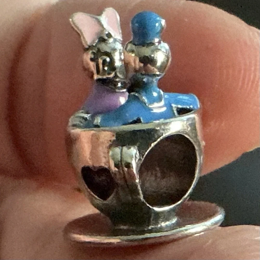PANDORA Disney Parks Donald Daisy Duck Teacup Charm S925 ALE Sterling Silver